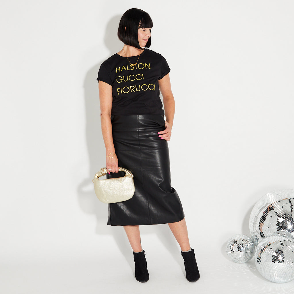 Black Faux Leather Skirt 