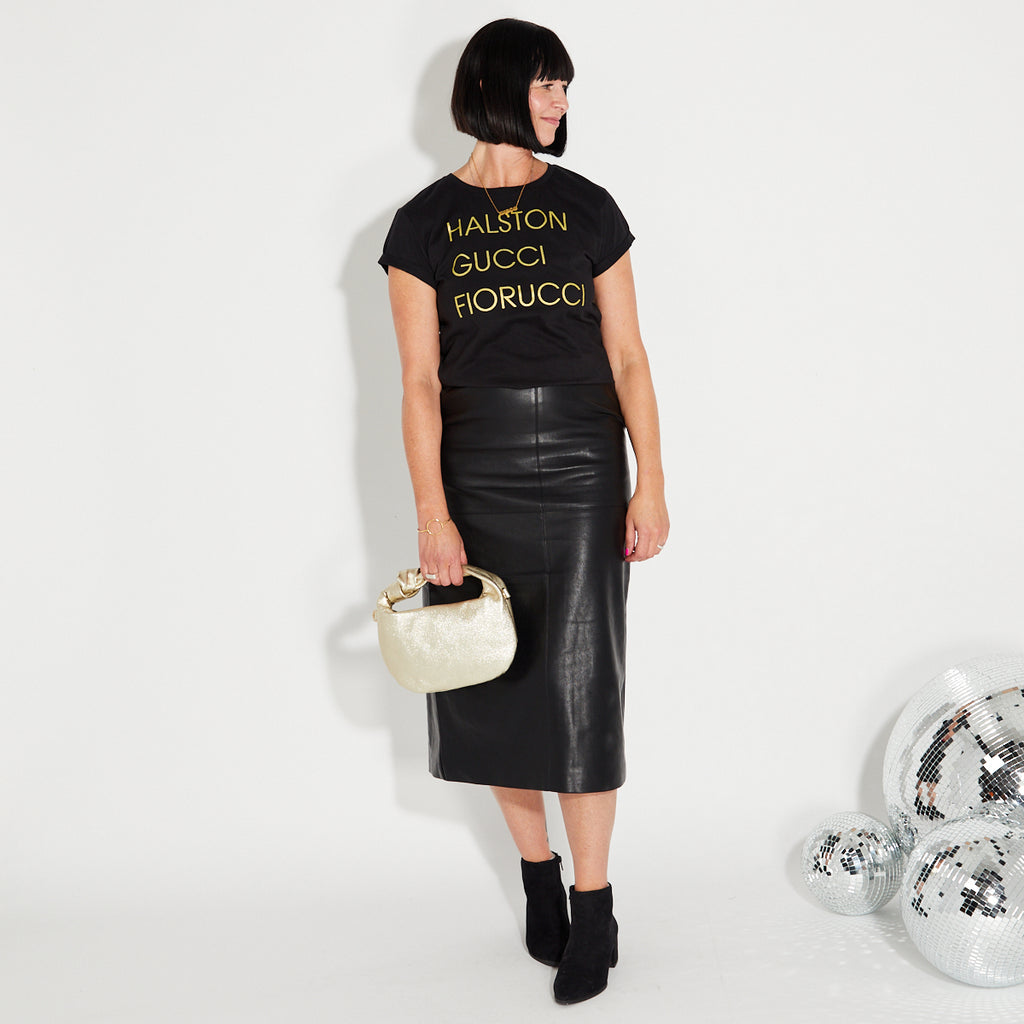 Black Faux Leather Skirt 