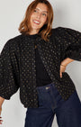 Black & Gold Reversible Jacket styled with jeans