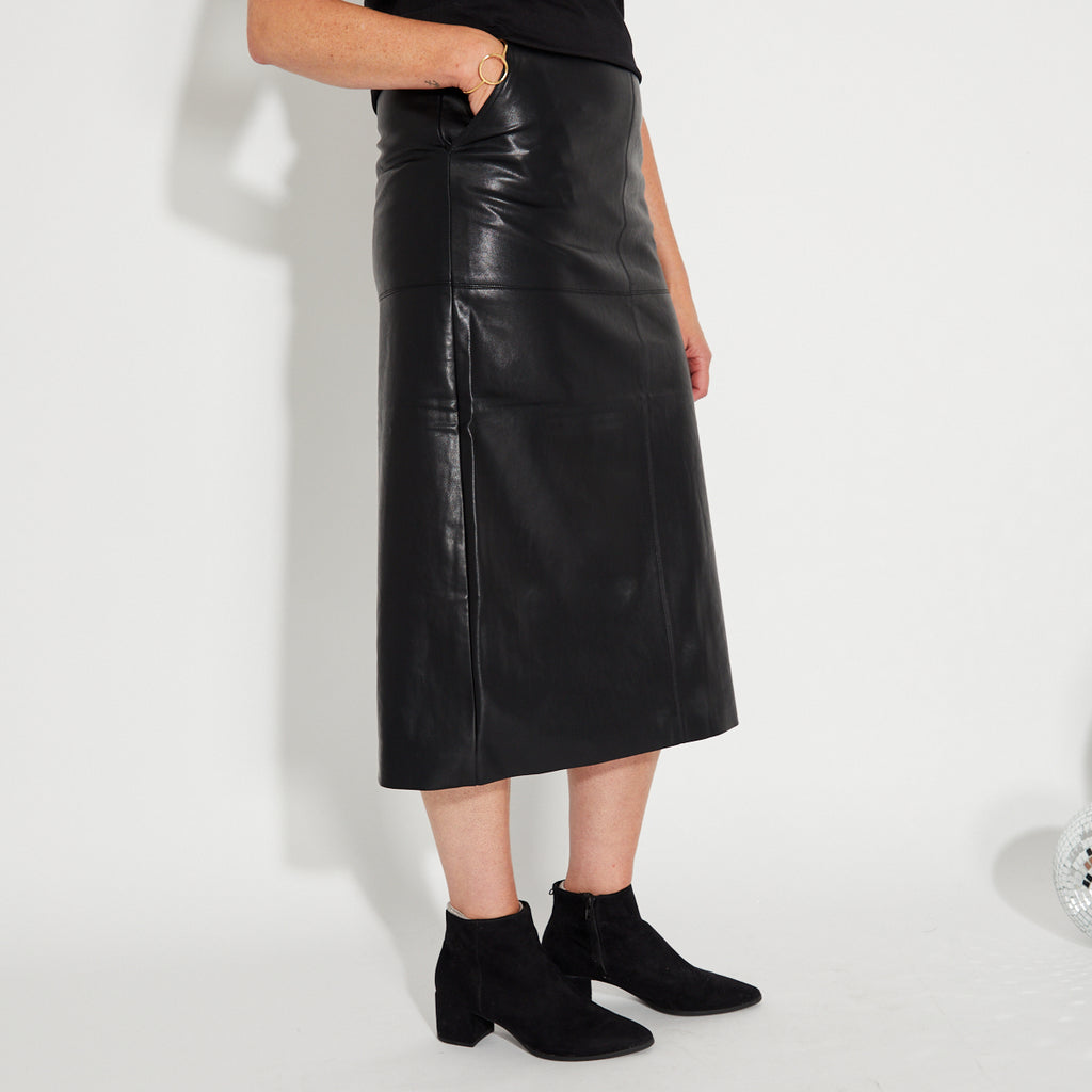 Black Faux Leather Skirt 