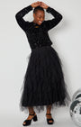 Black Layered Frill Tulle Skirt shown with black sequin top disko kids dancing party christmas