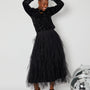 Black Layered Frill Tulle Skirt shown with black sequin top disko kids dancing party christmas