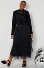 Black Layered Frill Tulle Skirt straight on pose perfect for party season christmas and new year