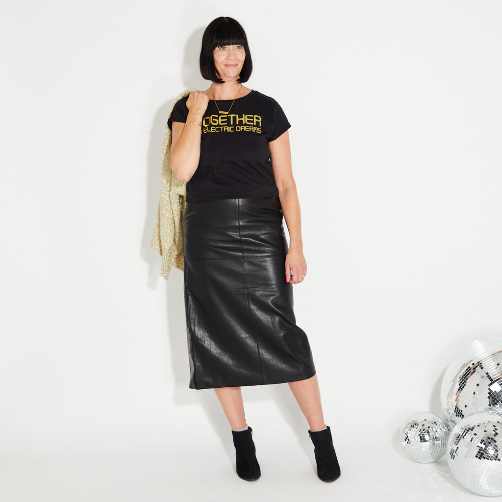 Black Faux Leather Skirt 