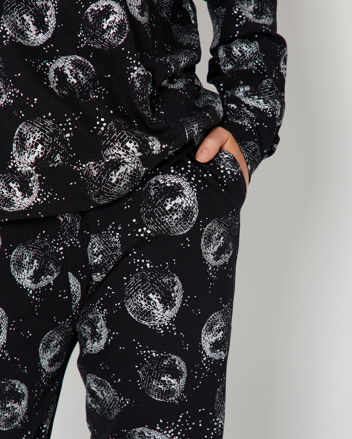 Disco Ball Cotton Pyjama Set close up showing pocket