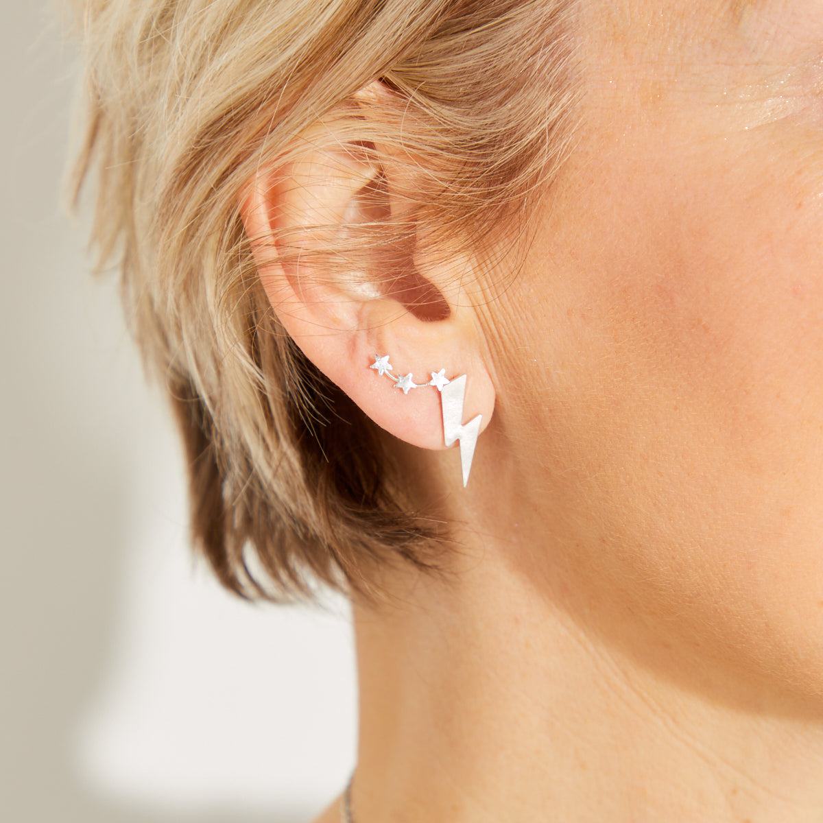 Silver Brushed Bold Earrings Disko Kids