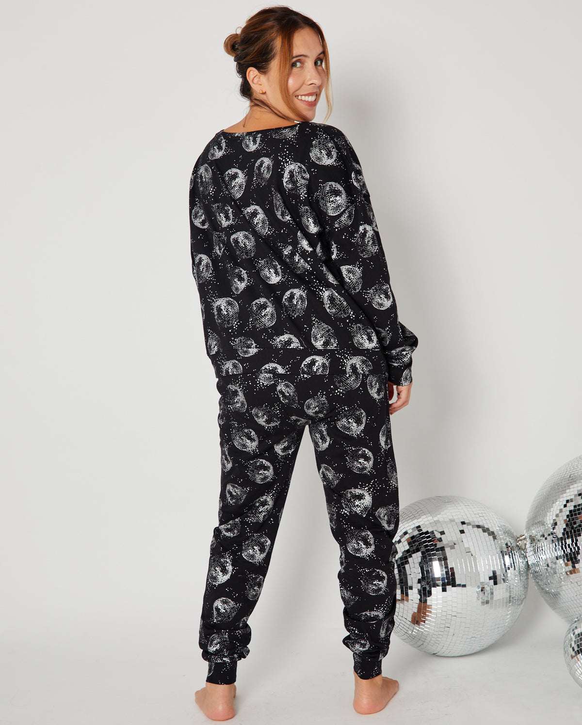 Disco Ball Cotton Pyjama Set showing the full set from the back