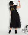 Womens black tshirt with gold discoball design - Disko Kids