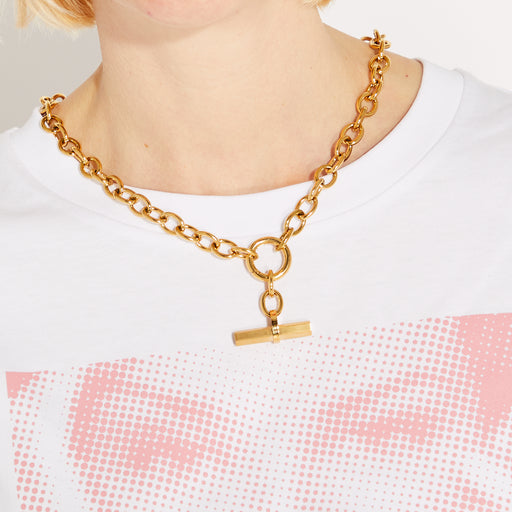 Chunky T bar Necklace Gold