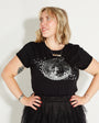 Womens black tshirt with silver discoball design - Disko Kids