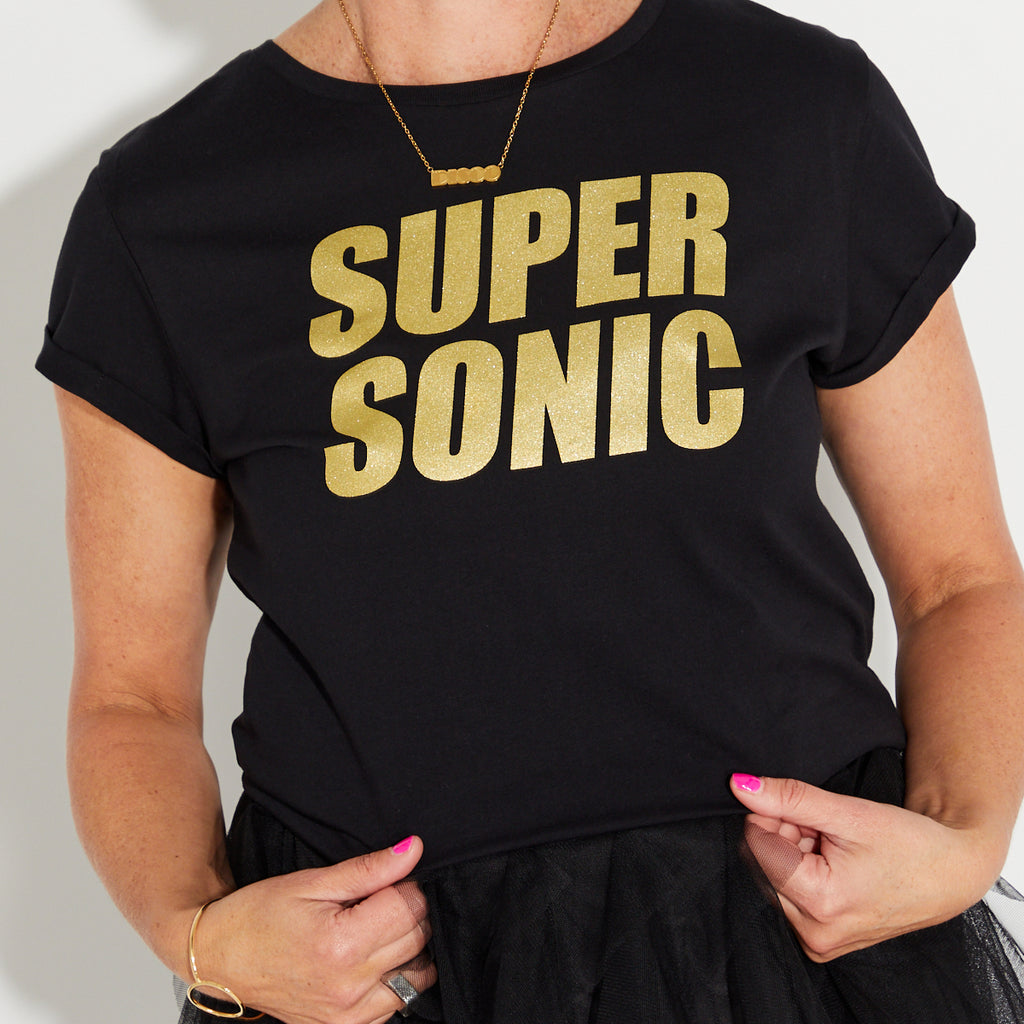 supersonic tshirt oasis black & gold