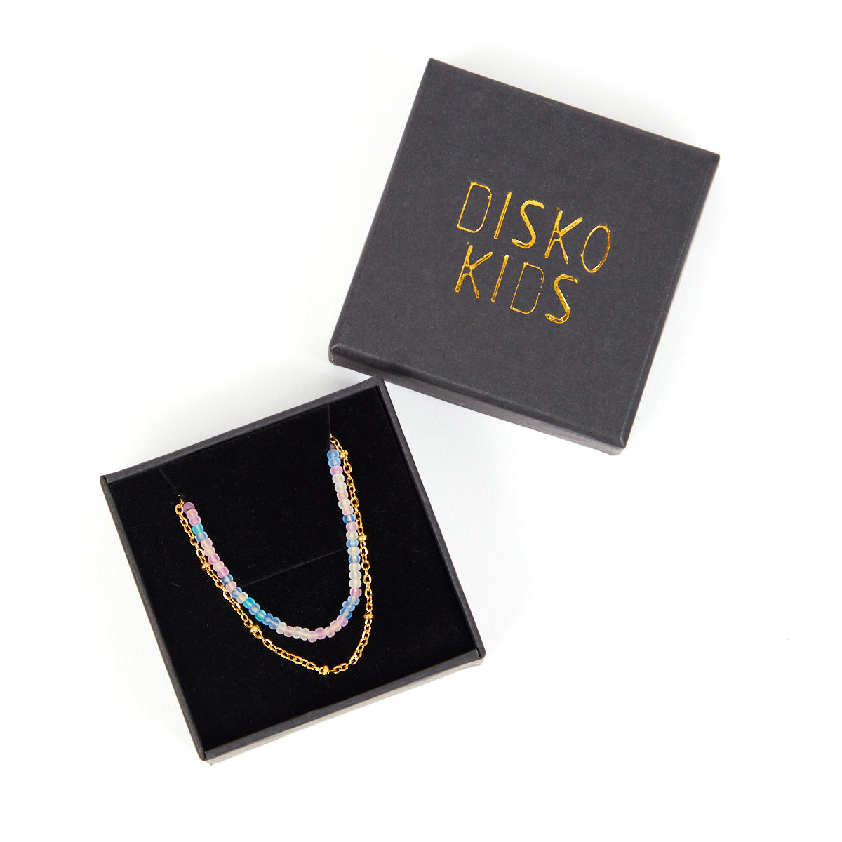 Layered chain necklace beaded gold jewellery disko kids music lover gift