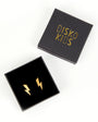 Gold Lightning Bolt Stud Earrings Music Inspired Disko Kids womens jewllery gifting