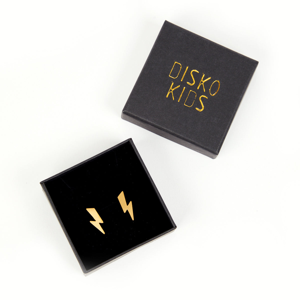 Gold Lightning Bolt Stud Earrings Music Inspired Disko Kids womens jewllery gifting