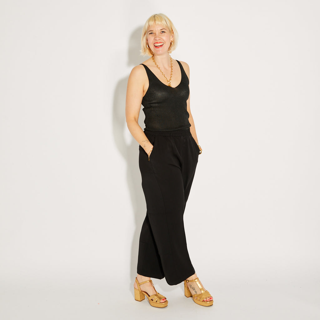 Black Wide Leg Trousers - ONE SIZE