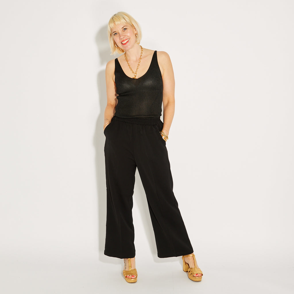 Black Wide Leg Trousers - ONE SIZE