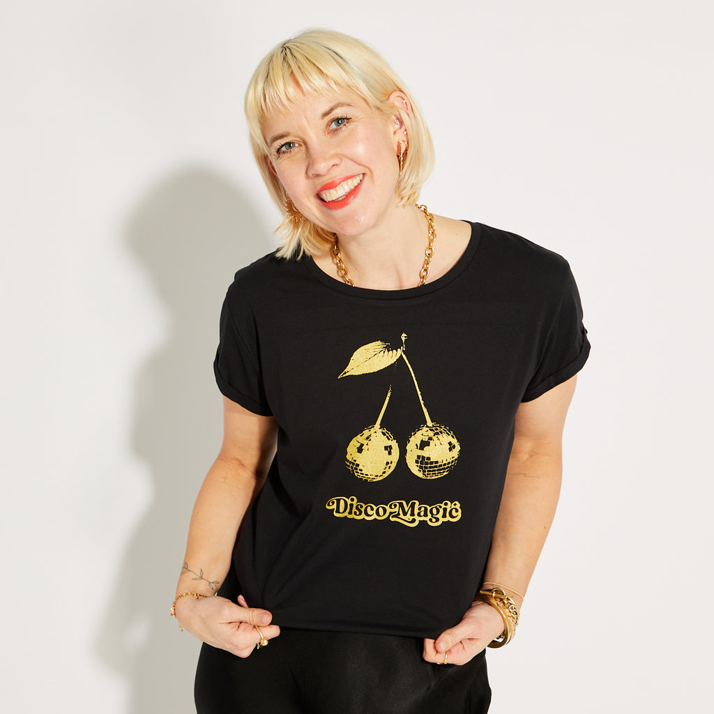 Disco Magic Tshirt Black & Gold