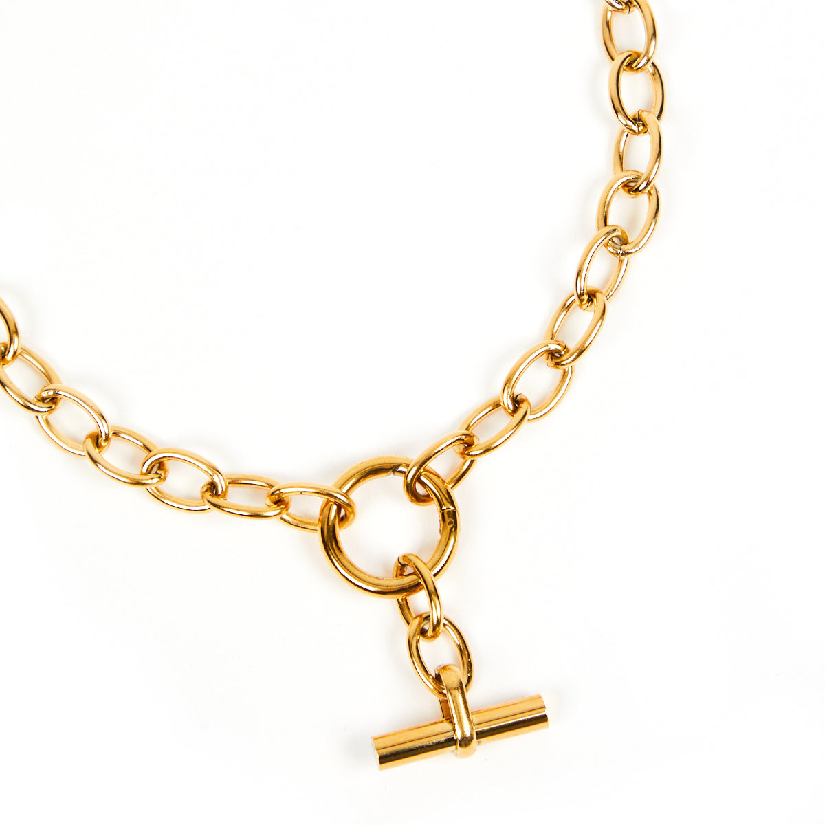 Chunky chain t bar necklace disko kids womens jewellery gift 