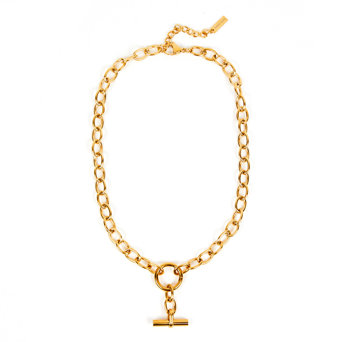 Chunky chain t bar necklace disko kids womens jewellery gift 