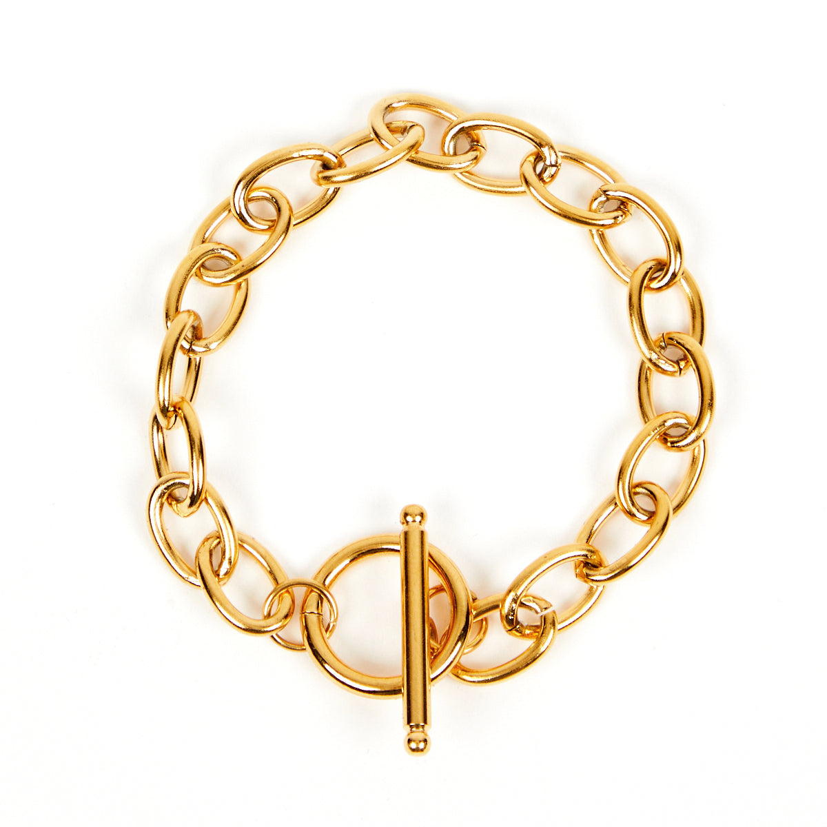Gold chunky chain bracelet t bar closure womens jewellery disko kids