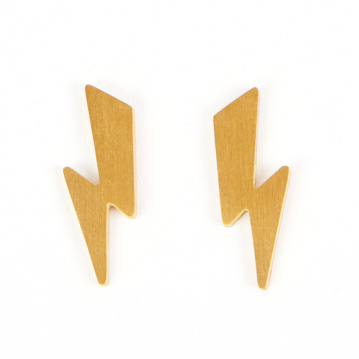 Gold Lightning Bolt Stud Earrings Music Inspired Disko Kids womens jewllery gifting