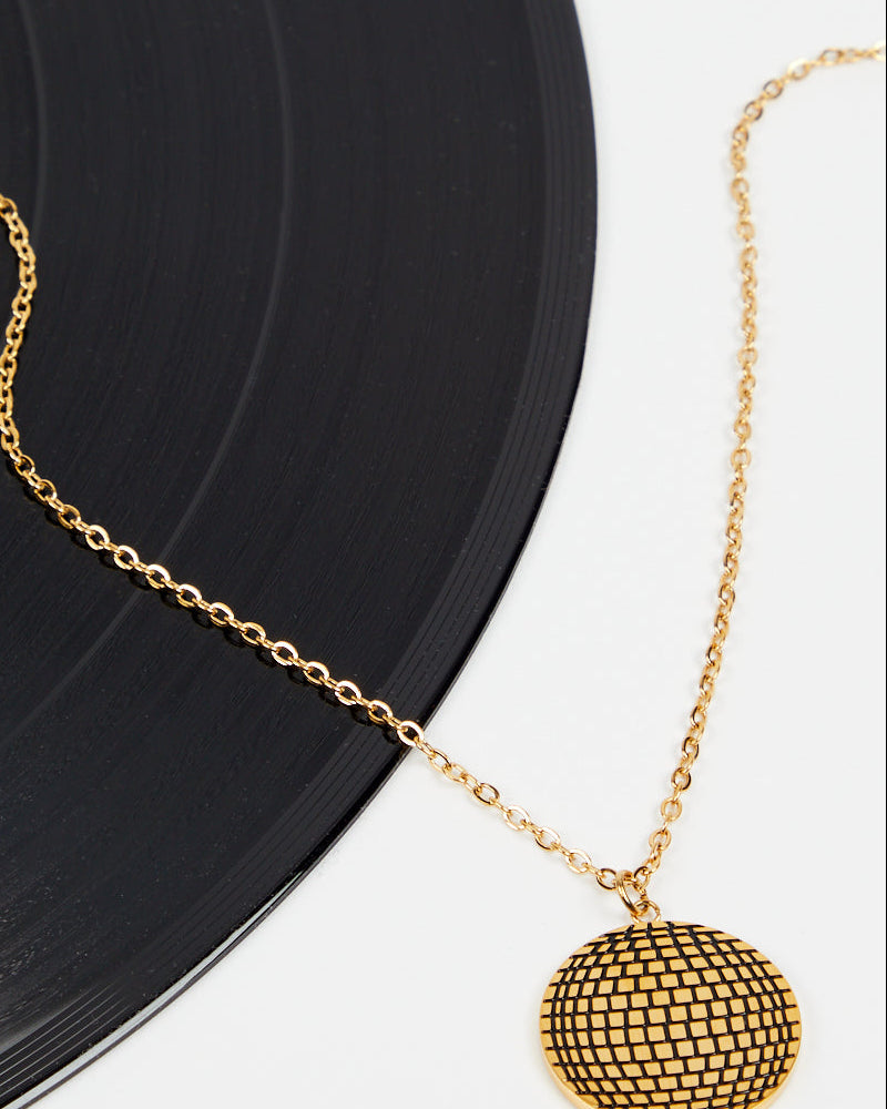 disco ball necklace gold jewellery pendant gift disko kids