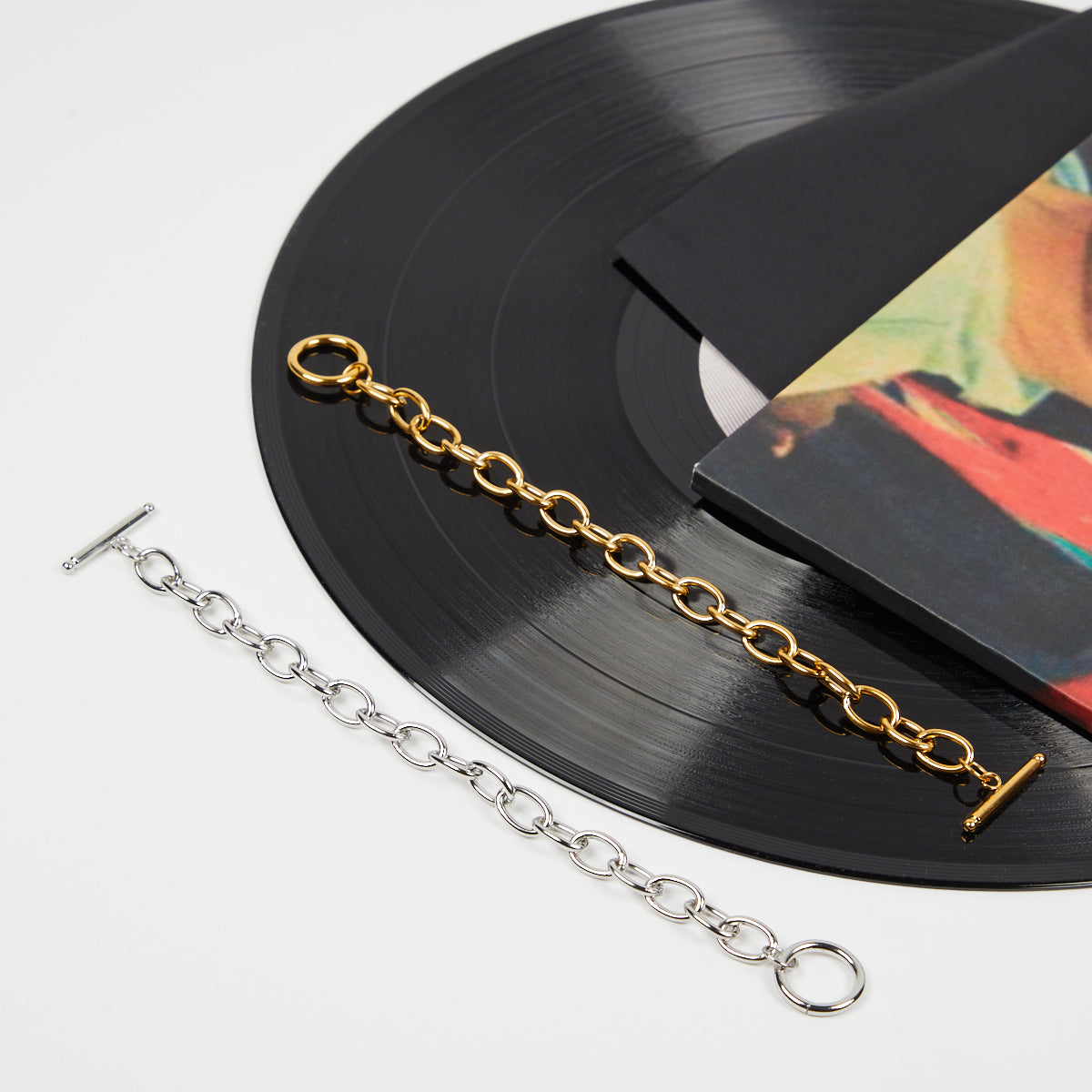 Gold chunky chain bracelet t bar closure womens jewellery disko kids