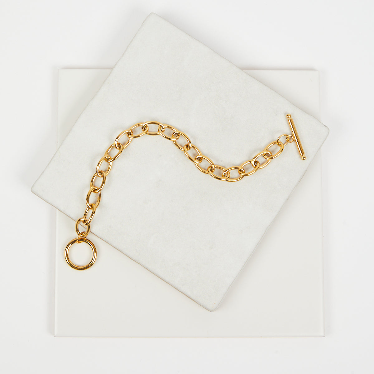 Gold chunky chain bracelet t bar closure womens jewellery disko kids