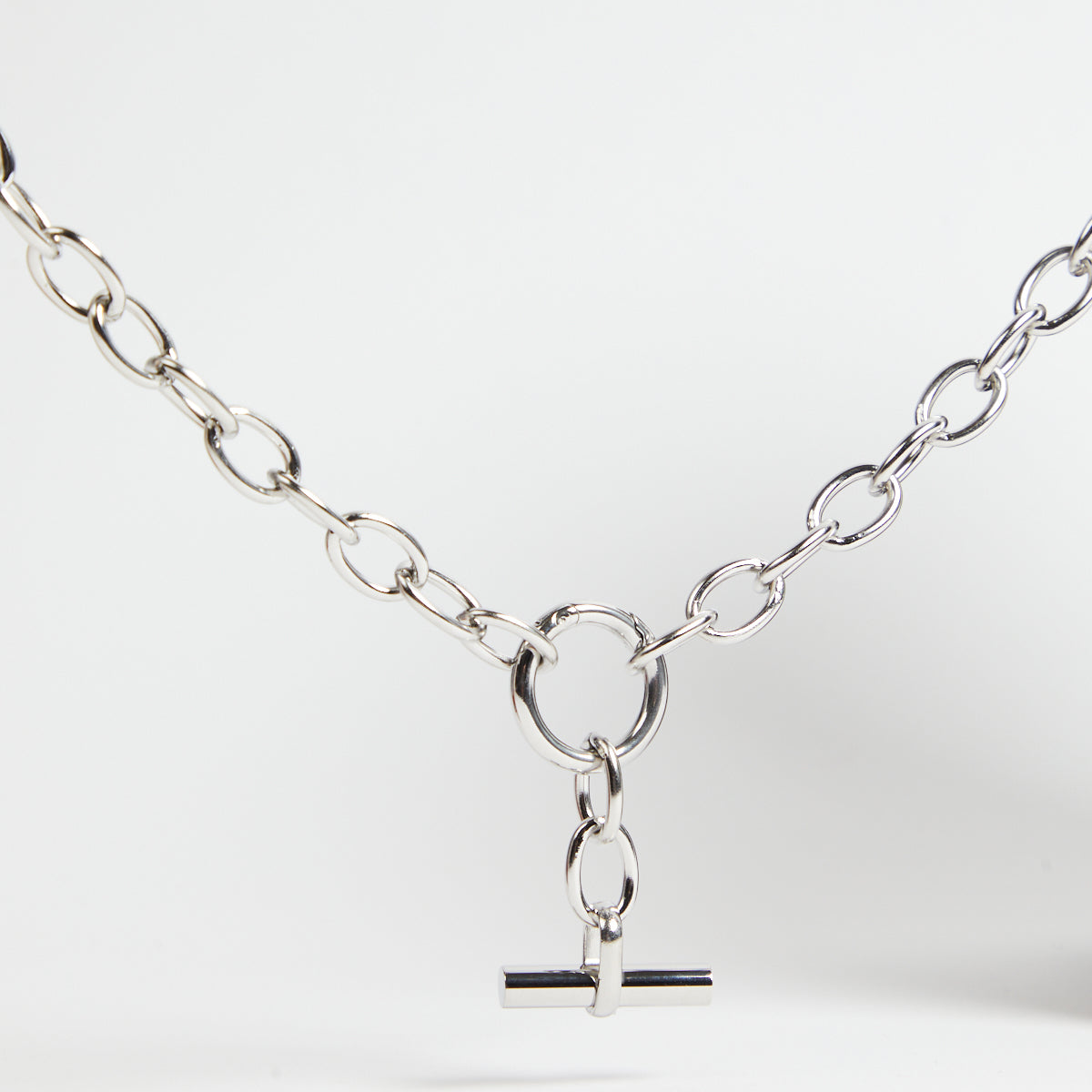 chunky chain t bar necklace silver womens jewellery gift