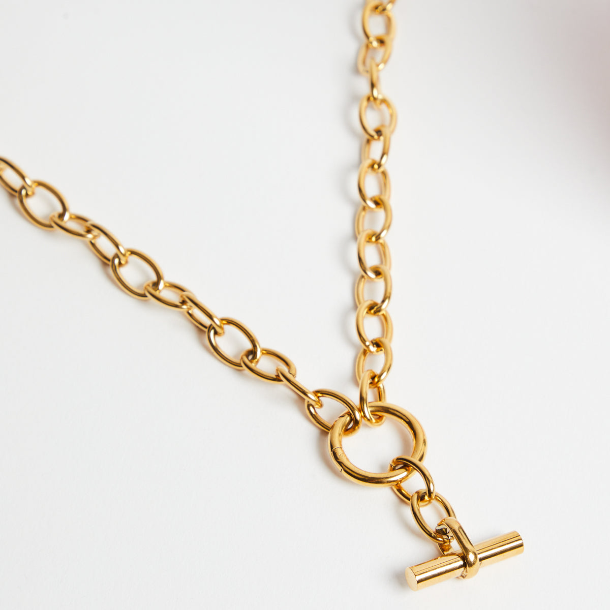 Chunky chain t bar necklace disko kids womens jewellery gift 