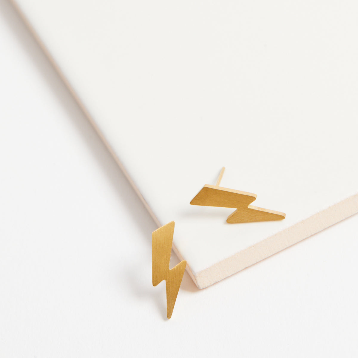 Gold Lightning Bolt Stud Earrings Music Inspired Disko Kids womens jewllery gifting