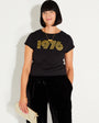 Womens 1976 black tshirt with gold print - Disko Kids