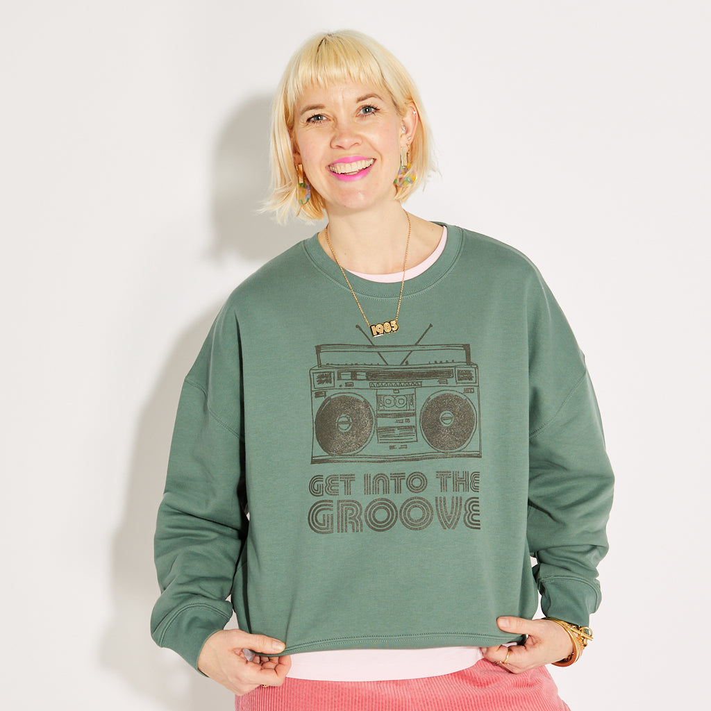 Get Into The Groove Sweatshirt Sage Green & Mocha