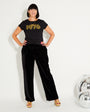 Womens 1976 black tshirt with gold print - Disko Kids