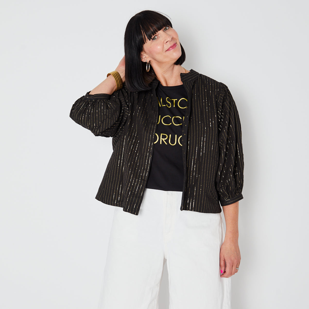 Black & Gold cotton Reversible Jacket, festival  -Disko Kids