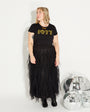 Womens 1977 black tshirt with gold print - Disko Kids
