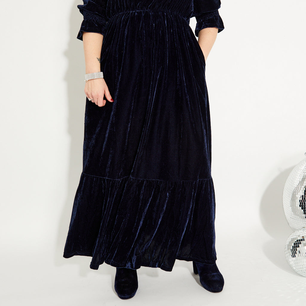 Dark blue velvet party dress Christmas - Disko Kids