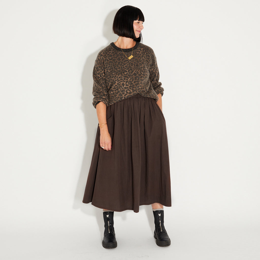 Chocolate Brown A line Skirt Elasticated Waist Disko Kids 