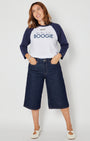full outfit with yes sir I can boogie raglan baseball tshirt and denim jorts