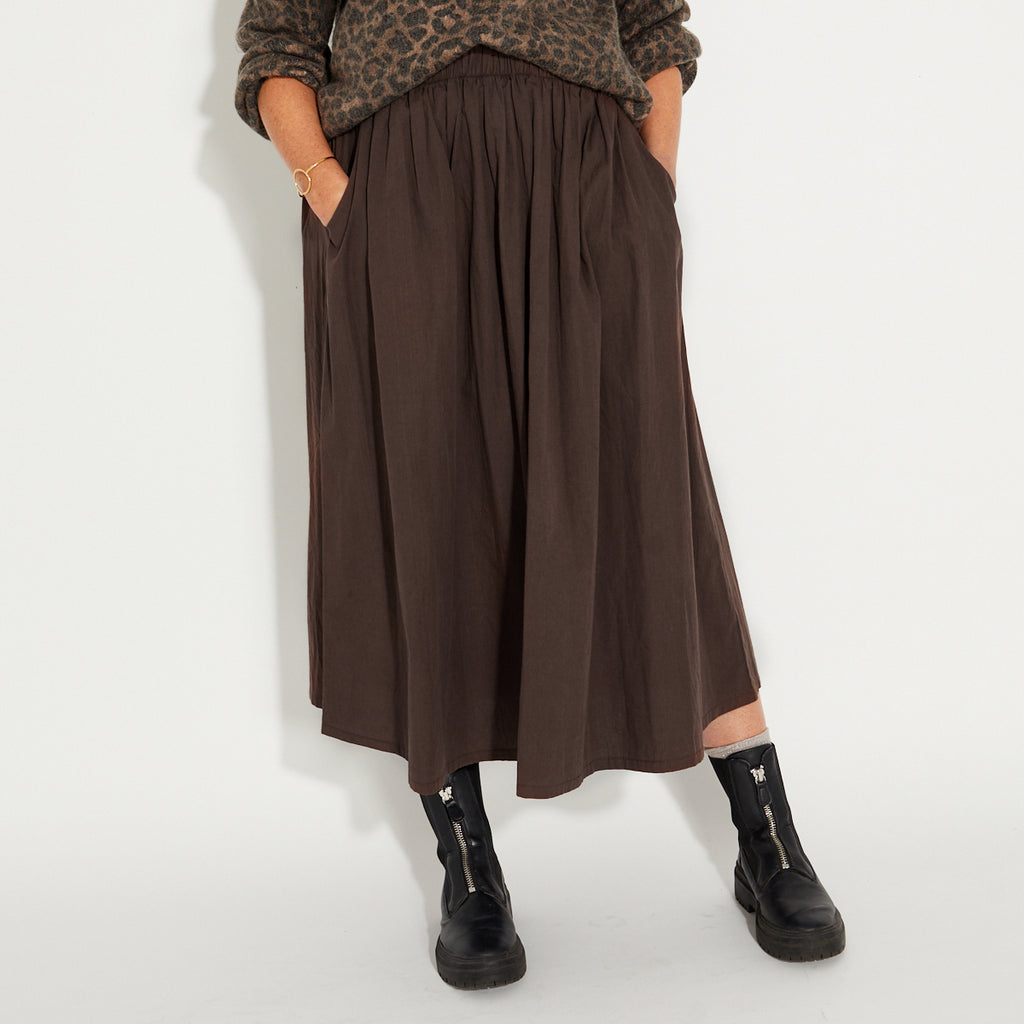 Chocolate Brown A line Skirt Elasticated Waist Disko Kids 