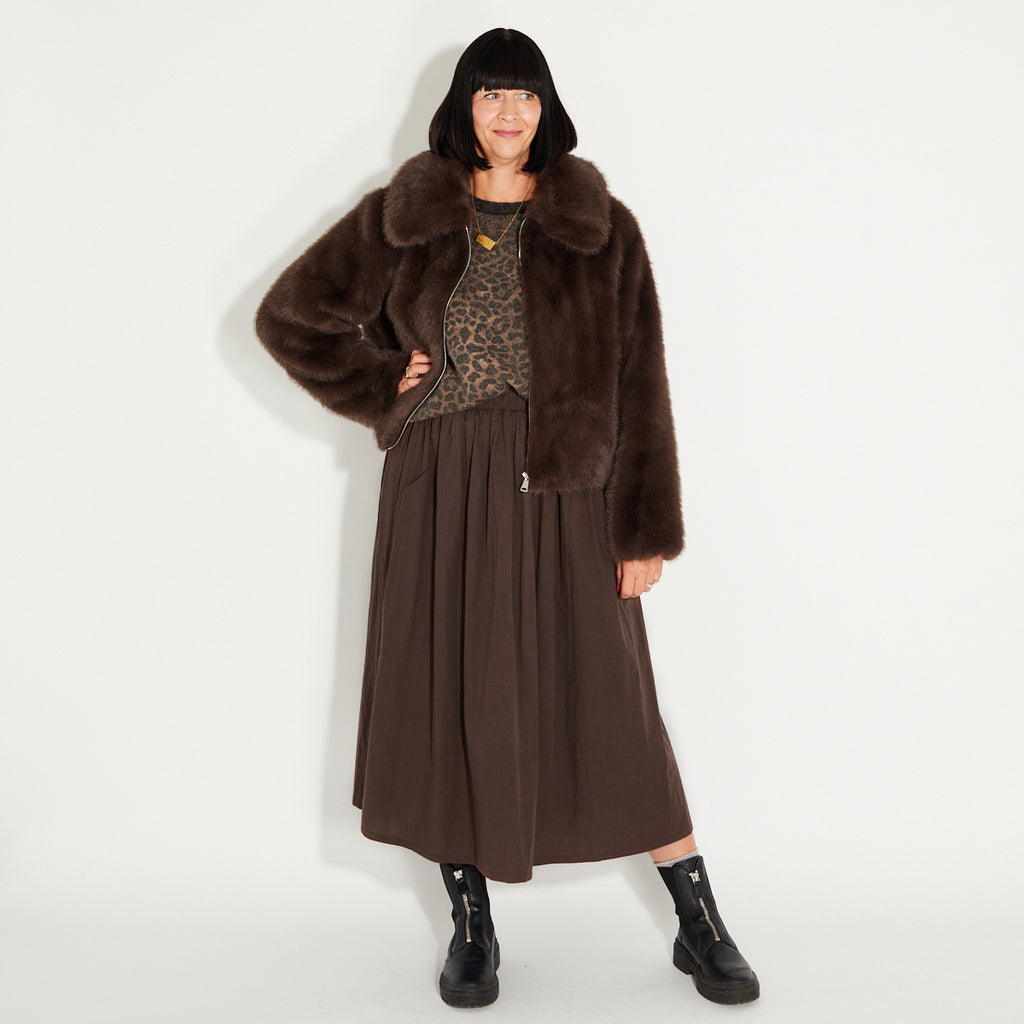 Chocolate Brown A line Skirt Elasticated Waist Disko Kids 