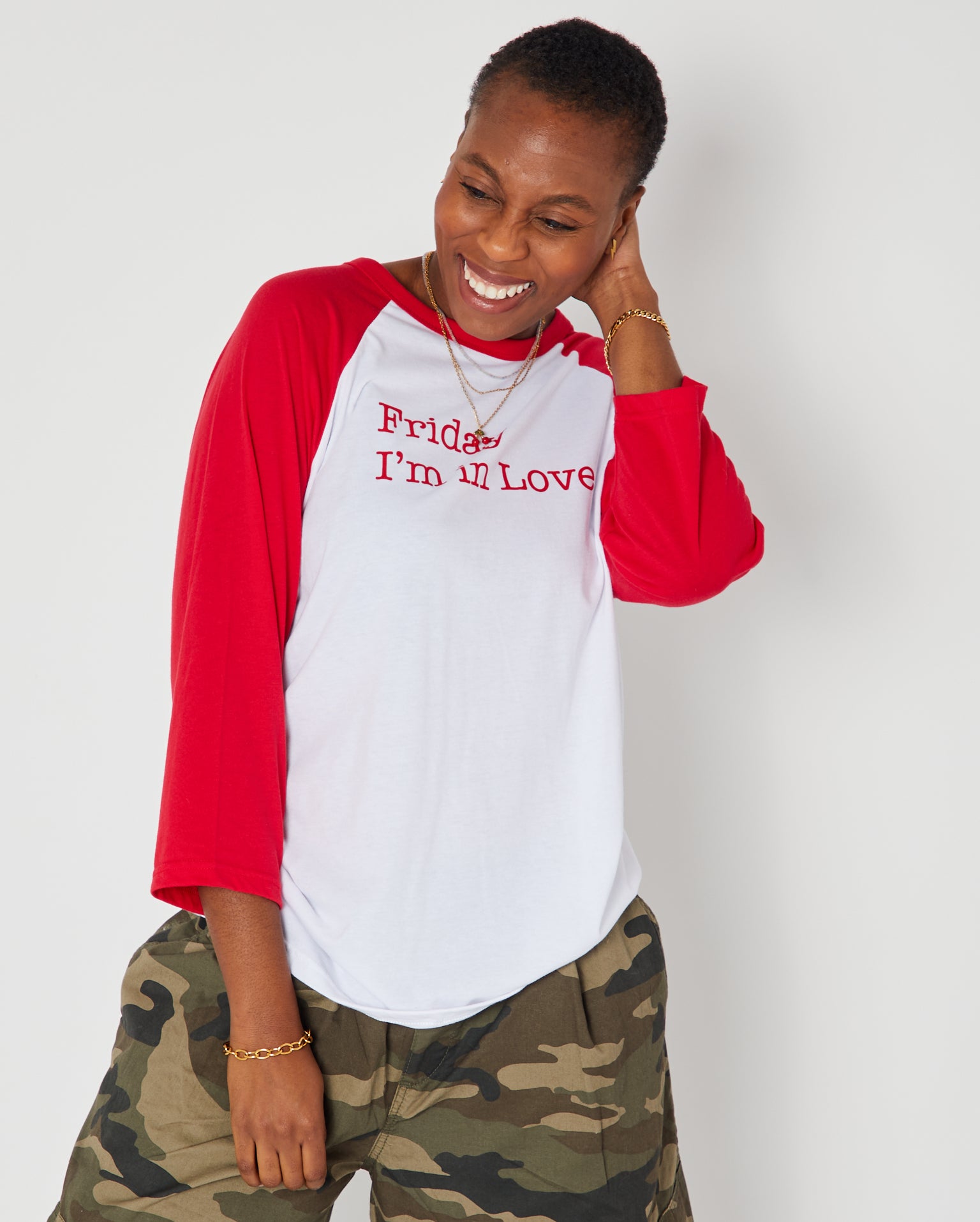 Friday I'm In Love Raglan Tshirt Red & White