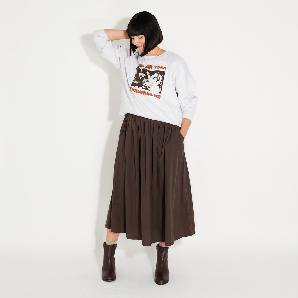 Chocolate Brown A line Skirt Elasticated Waist Disko Kids 