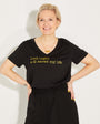 Last Night a DJ V Neck Tshirt Black & Gold - Disko Kids