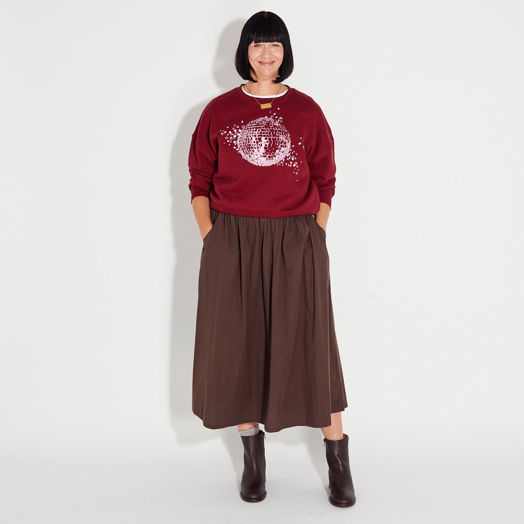 Burgundy Sweatshirt with shattered discoball design - Disco Kids