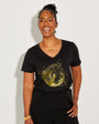 Disco Down V Neck Tshirt Black & Gold - Disko Kids