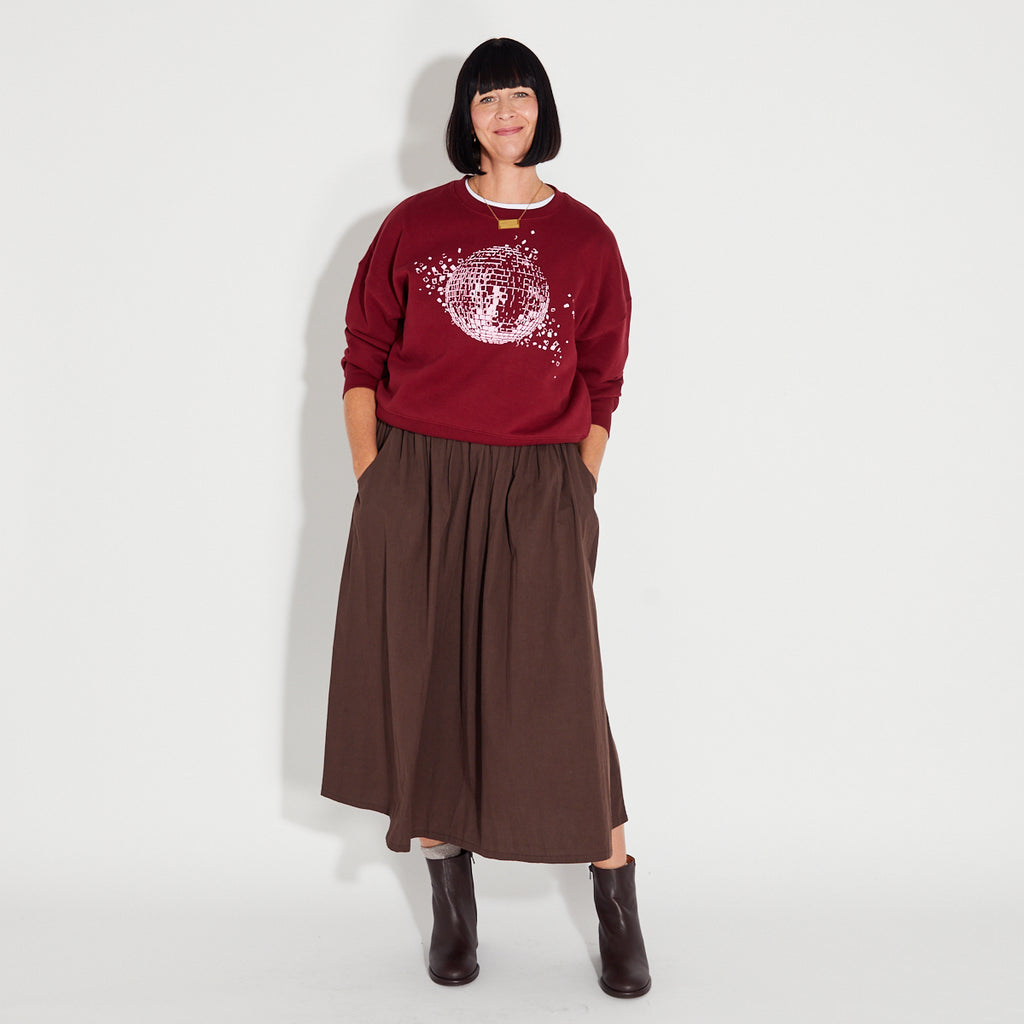 Chocolate Brown A line Skirt Elasticated Waist Disko Kids 