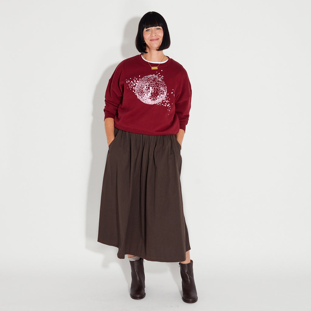 Chocolate Brown A line Skirt Elasticated Waist Disko Kids 