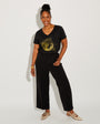 Disco Down V Neck Tshirt Black & Gold - Disko Kids