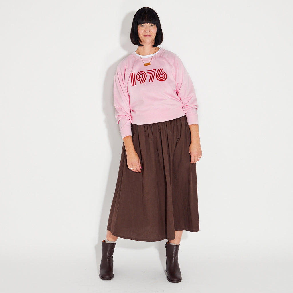 Womens Pink sweatshirt with 1976 red print - Disko Kids